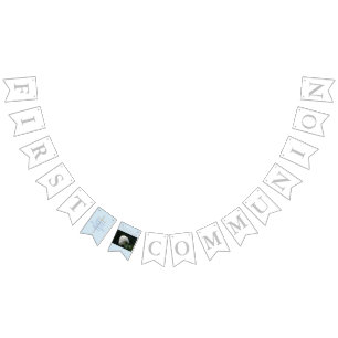 Bannière À Fanions First Communion Cross Boy Insérez votre photo