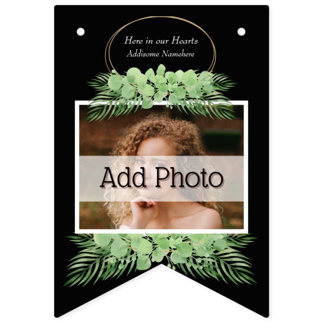 Bannière À Fanions Flamant rose rose et Coeurs Motif noir (Premier drapeau)