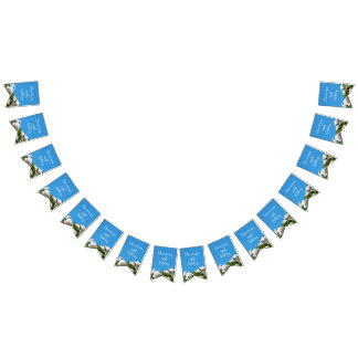 Bannière À Fanions Floral rose blanc