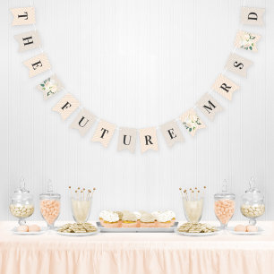 Bannière À Fanions Flore Vert Mariage Futur Mme Peach Beige