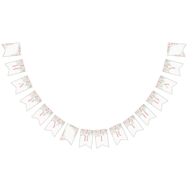 Bannière À Fanions Flores roses Hydrangea Anniversaire (Tout)