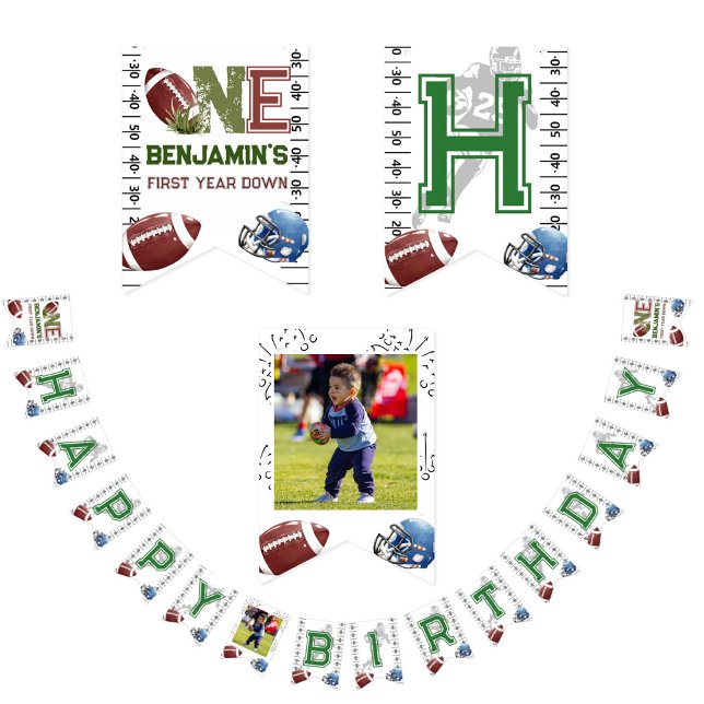 Bannière À Fanions Football 1ère année après l'anniversaire (Créateur téléchargé)
