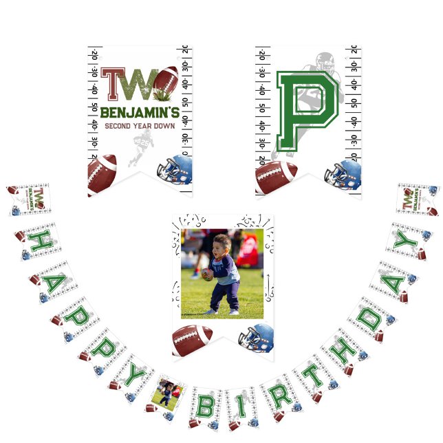 Bannière À Fanions Football 2e année à l'anniversaire (Créateur téléchargé)