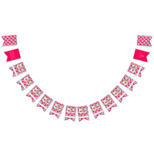 Bannière À Fanions Fraise Fille 1er anniversaire Jalons Photos 