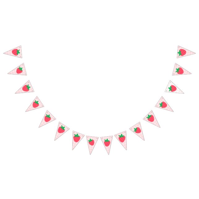 Bannière À Fanions Fraise rose mignonne Berry Premier 1er bébé Annive (Tout)