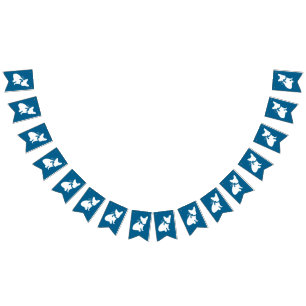 Bannière À Fanions Français Baby shower Bulldog Français Frenchie Blu