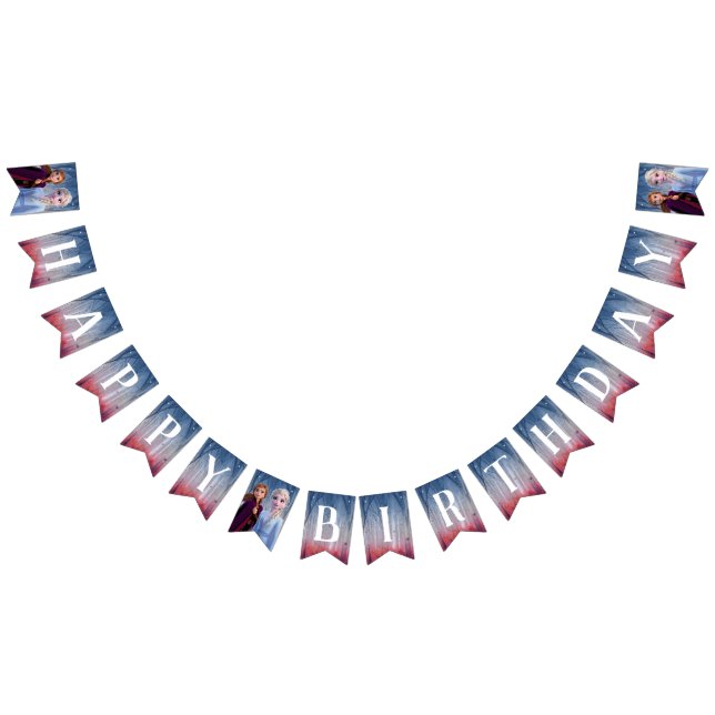 Bannière À Fanions Frozen 2 - Anna & Elsa Joyeux Anniversaire (Tout)