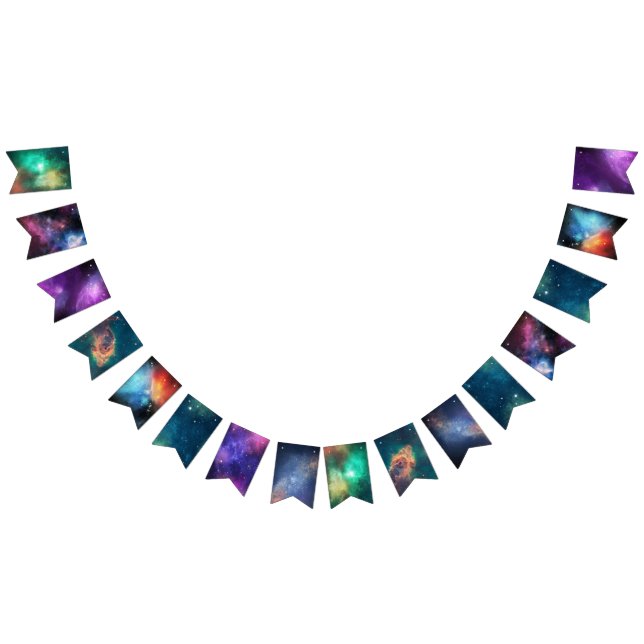 Bannière À Fanions Galaxies d'étoiles violet bleu vert espace univers (Tout)