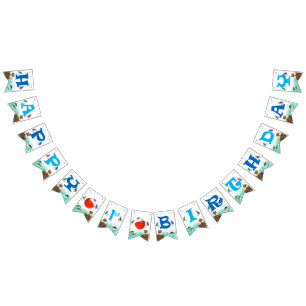 Bannière À Fanions Garçons 1er anniversaire Pêche thème Joyeux BIrthd