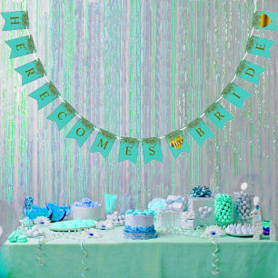 Bannière À Fanions Glam Bride Turquoise Gold Sparkle Twinkle ShowPart