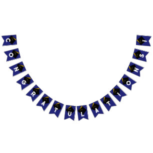 Bannière À Fanions Graduation Congrats Bleu