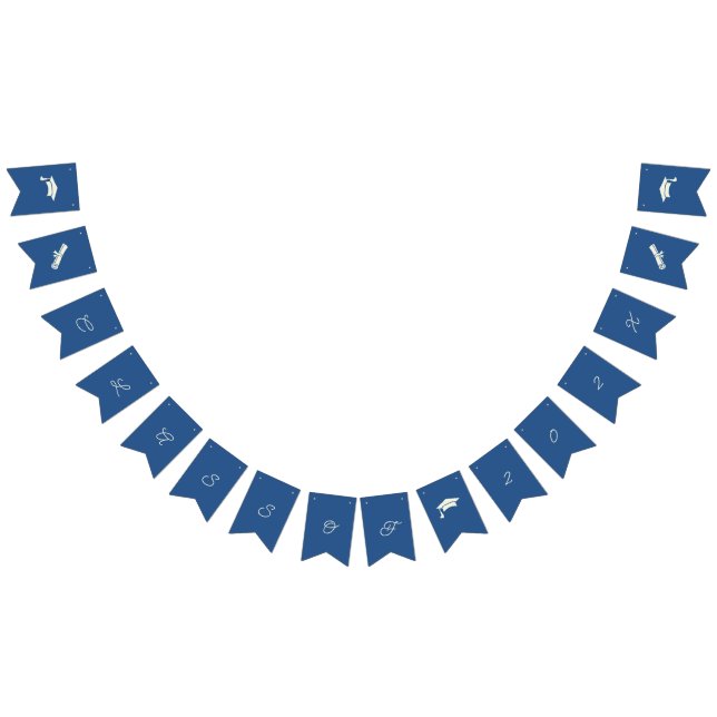 Bannière À Fanions Graduation Personnalisable Simple Beige Et Bleu (Tout)