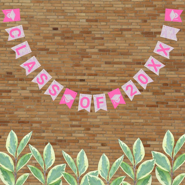 Bannière À Fanions Graduation Pink Opal Signes de fête Classe de l'an (Créateur téléchargé)