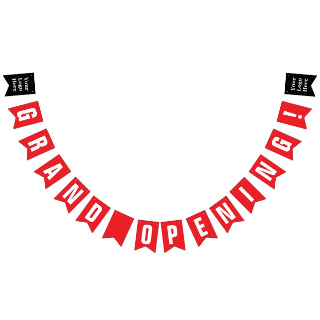 Bannière À Fanions Grand Opening Bright Red and White Your Logo Here (Tout)