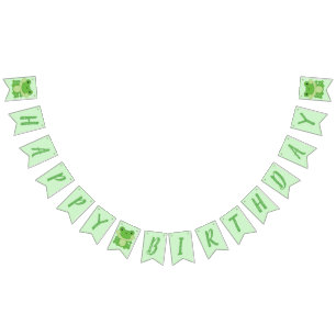 Bannière À Fanions Grenouille fête d'anniversaire Vert