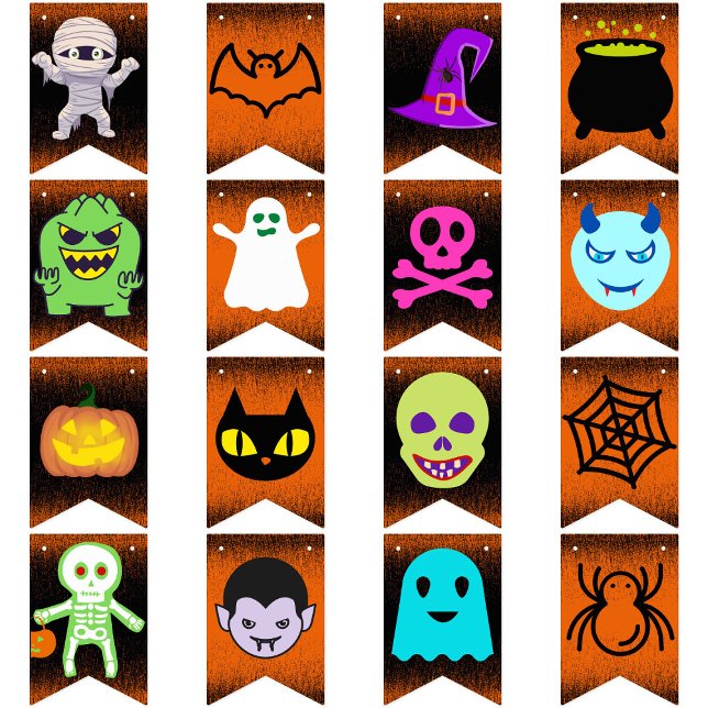 Bannière À Fanions Halloween Happy Halloween Party éffrayant fun mign (Créateur téléchargé)