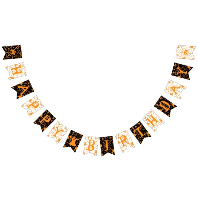 Bannière À Fanions Halloween Joyeux anniversaire (Tout)