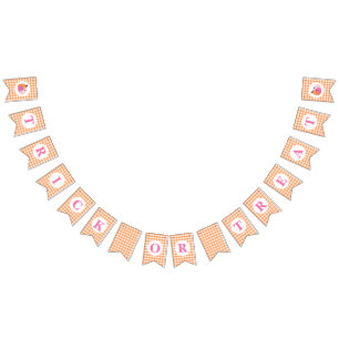 Bannière À Fanions Halloween TRICK OU TRAITER Citrouilles roses et pl