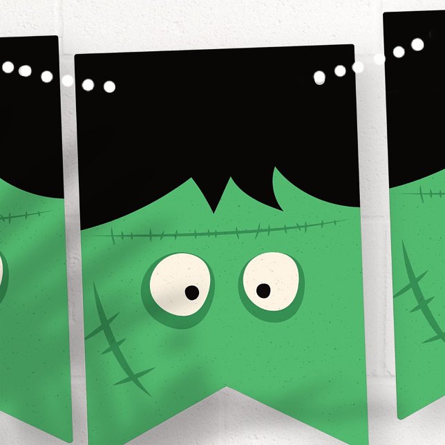 Bannière À Fanions Halloween Trick ou Treat Cute Frankenstein Monster (Créateur téléchargé)