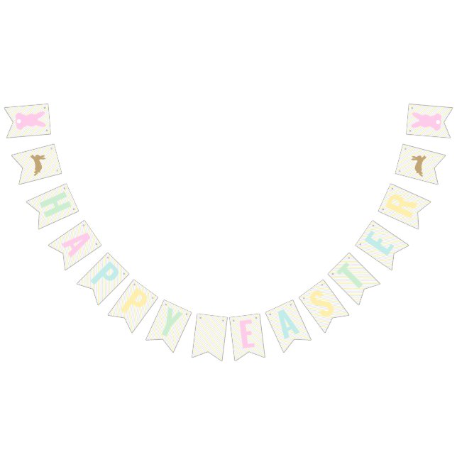 Bannière À Fanions Happy Bunny Pastel Sticker de Pâques (Tout)