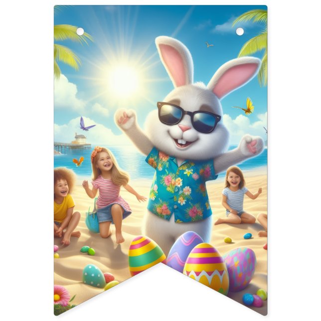 Bannière À Fanions Happy Easter!! Bunny and Text  (Seizième drapeau)