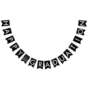 Bannière À Fanions Happy Graduation Black