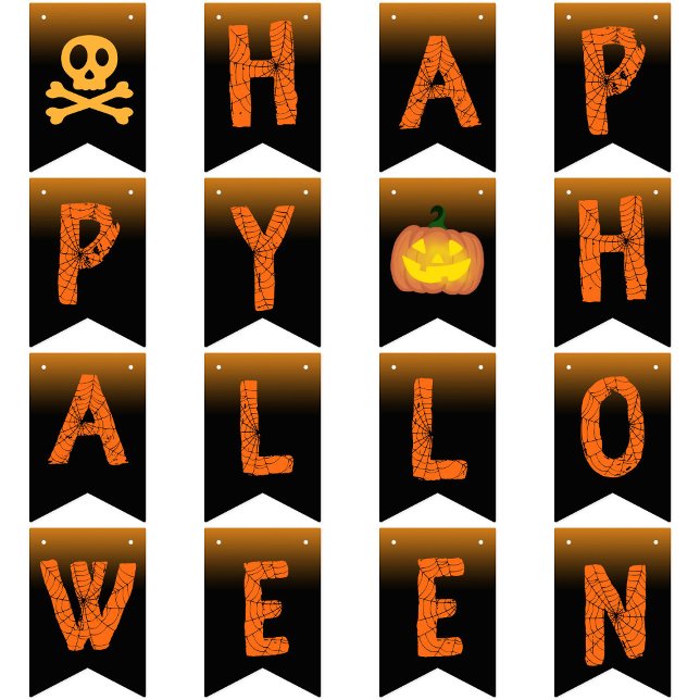 Bannière À Fanions Happy Halloween Party spiderweb typographie éffray (Créateur téléchargé)