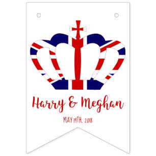 Bannière À Fanions Harry & Meghan Crown Célébration du Mariage roya