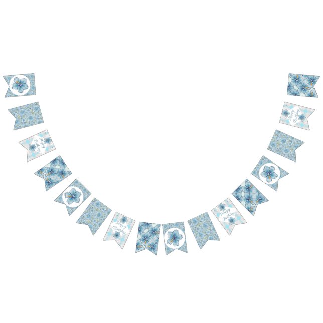 Bannière À Fanions Hibiscus & dentelle TURQUOISE (Tout)