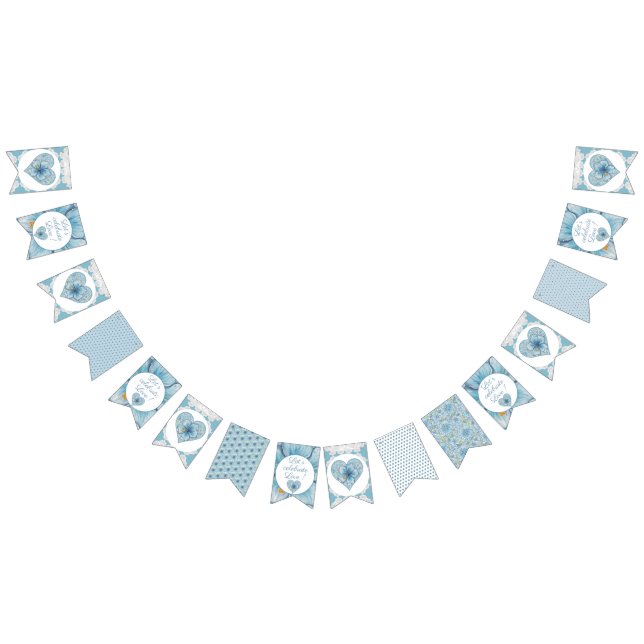 Bannière À Fanions Hibiscus & dentelle TURQUOISE (Tout)