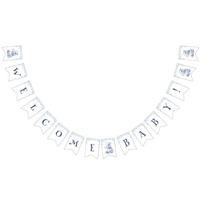 Bannière À Fanions Hippo Welcome Baby (Tout)