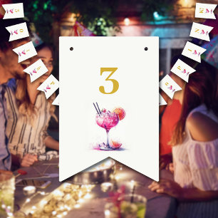 Bannière À Fanions Joli en rose thème Cocktail 30e anniversaire