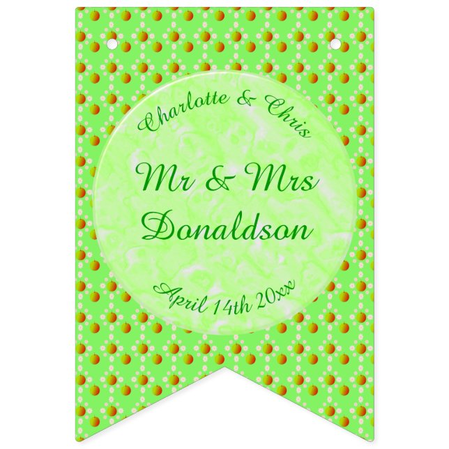 Bannière À Fanions Joli Printemps Mariage Pomme fleur et Pommes (Premier drapeau)