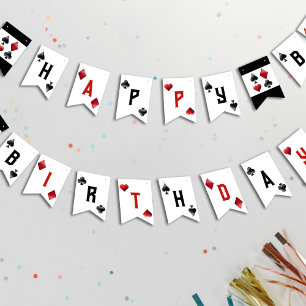 Bannière À Fanions Jouer aux cartes Casino Poker heureux Anniversaire