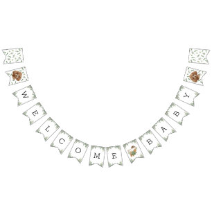 Bannière À Fanions Jouet Poodle Baby shower vert Chiot