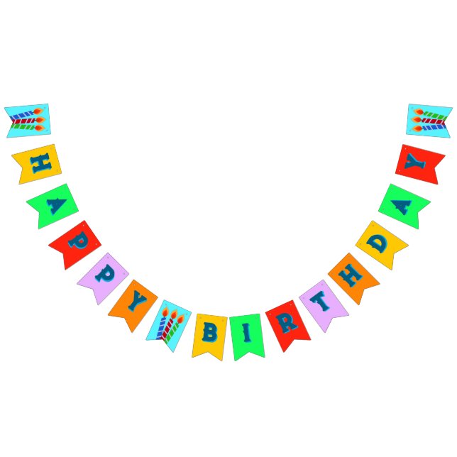 Bannière À Fanions Joyeuses bougies et couleurs d'anniversaire (Tout)