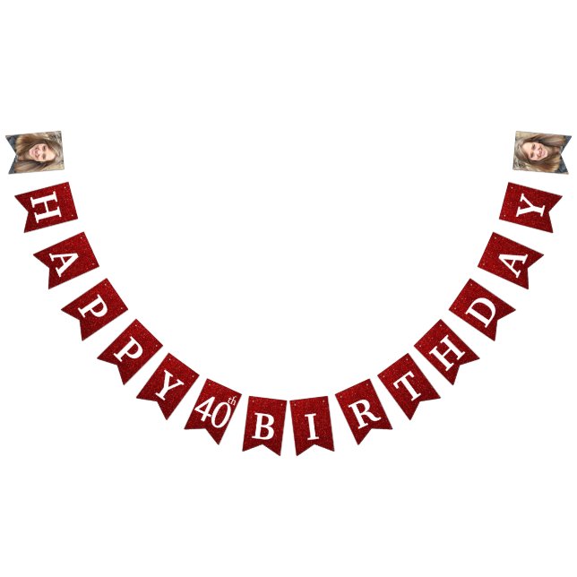 Bannière À Fanions Joyeux 40e anniversaire Photo Parties scintillant  (Tout)