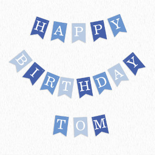 Bannière À Fanions Joyeux Anniversaire 3 Lettres Nom Garçon Homme Tom