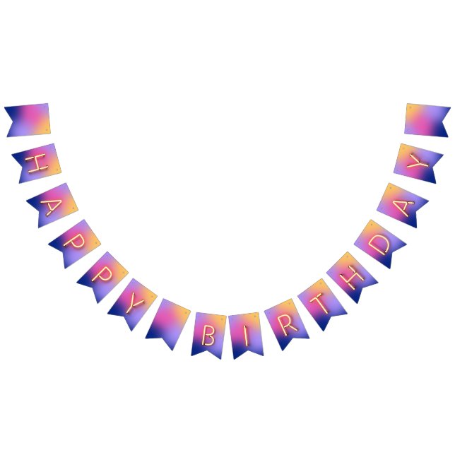 Bannière À Fanions Joyeux Anniversaire brillant néon lumières Rainbow (Tout)