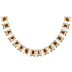 Bannière À Fanions Joyeux anniversaire chocolat fraises couvertes