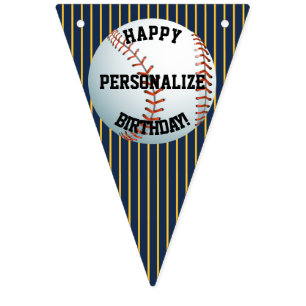 Bannière À Fanions Joyeux anniversaire du baseball personnalisé