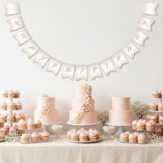 Bannière À Fanions Joyeux Anniversaire écriture perle minimaliste mod