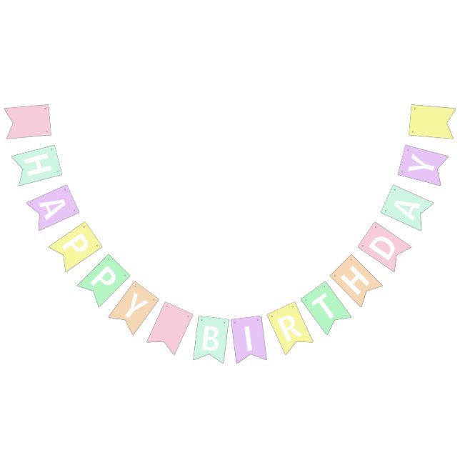 Bannière À Fanions Joyeux Anniversaire En Couleurs Pastel (Tout)