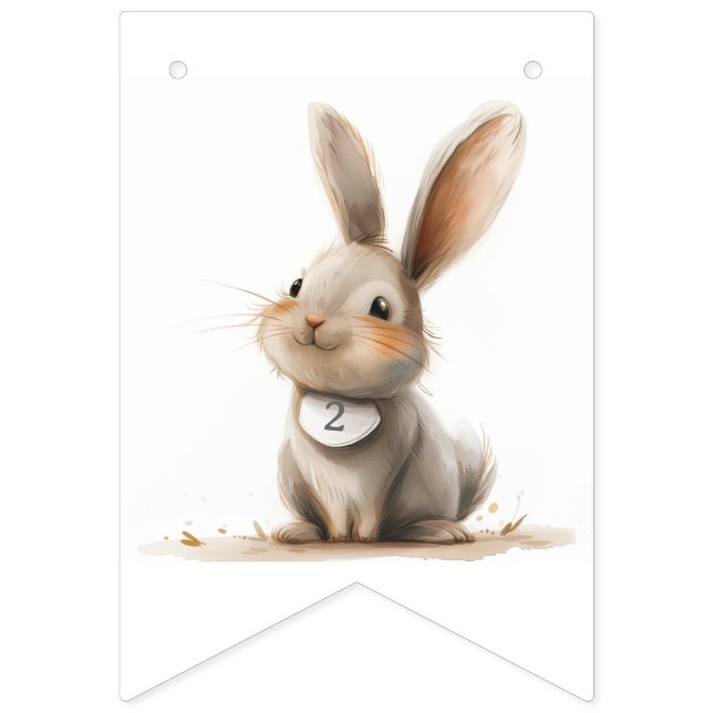 Bannière À Fanions Joyeux Anniversaire Enfants Bunny Anniversaire ros (Premier drapeau)