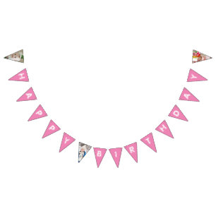 Bannière À Fanions Joyeux anniversaire fille rose photo