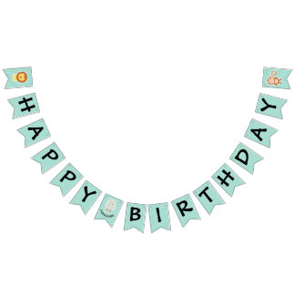 Bannière À Fanions Joyeux Anniversaire Hippo mignonne fête animal