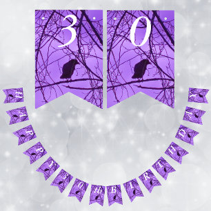 Bannière À Fanions Joyeux Anniversaire Lone Black Crow dans les arbre