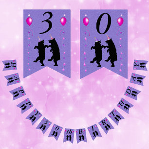 Bannière À Fanions Joyeux Anniversaire Ours Dansants Ballons Étoiles