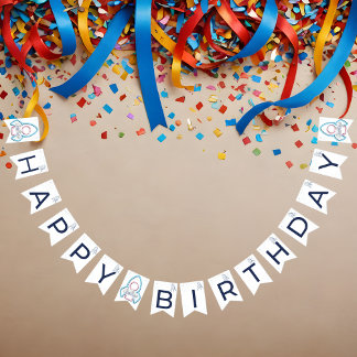 Bannière À Fanions Joyeux Anniversaire Personnalisable dans l'Espace
