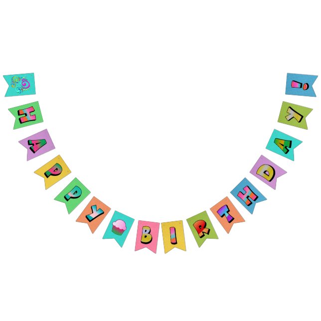 Bannière À Fanions Joyeux anniversaire personnalisé (Tout)